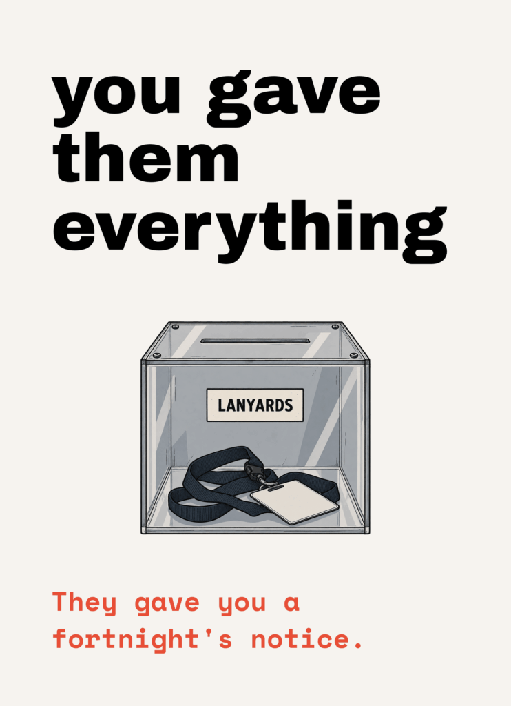 Funny redundancy card that reads "You gave them everything" on a cream front