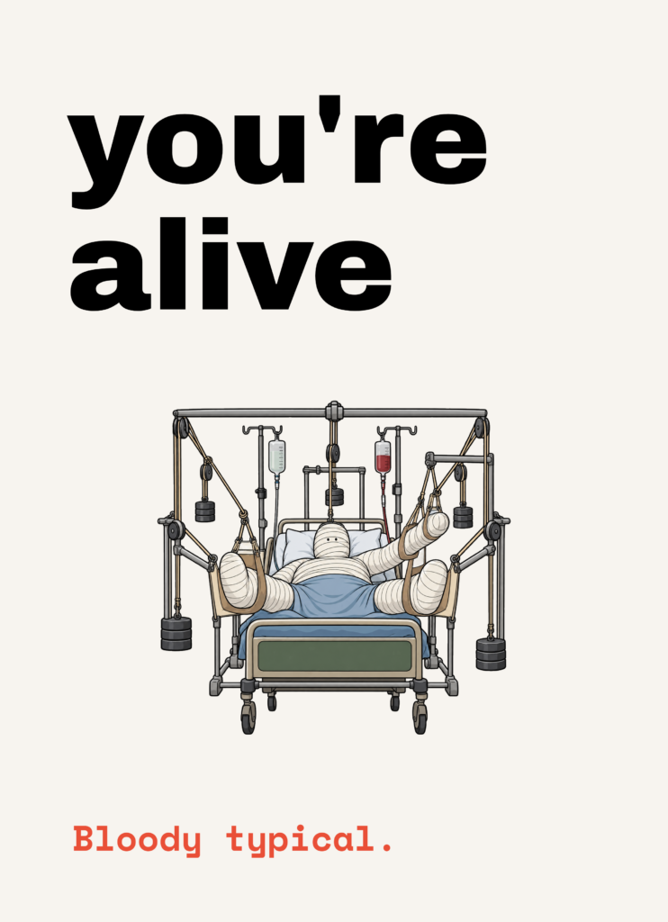 BT-HOS-005 illustrated greeting card by Blunt Trauma